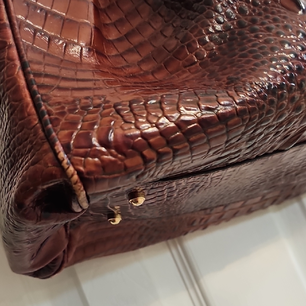 Crocodile Embossed Leather Handbag